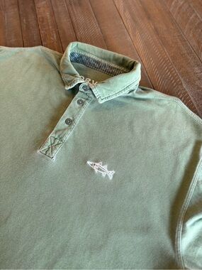 Orvis Green Polo with White Fish Embroidery